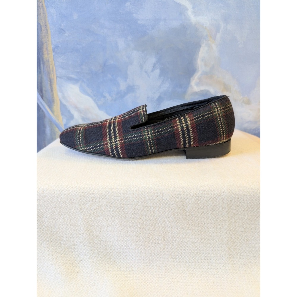 Pearl & Co. Ltd. For Brooks Brothers Navy Tartan Plaid Loafers Mens 8